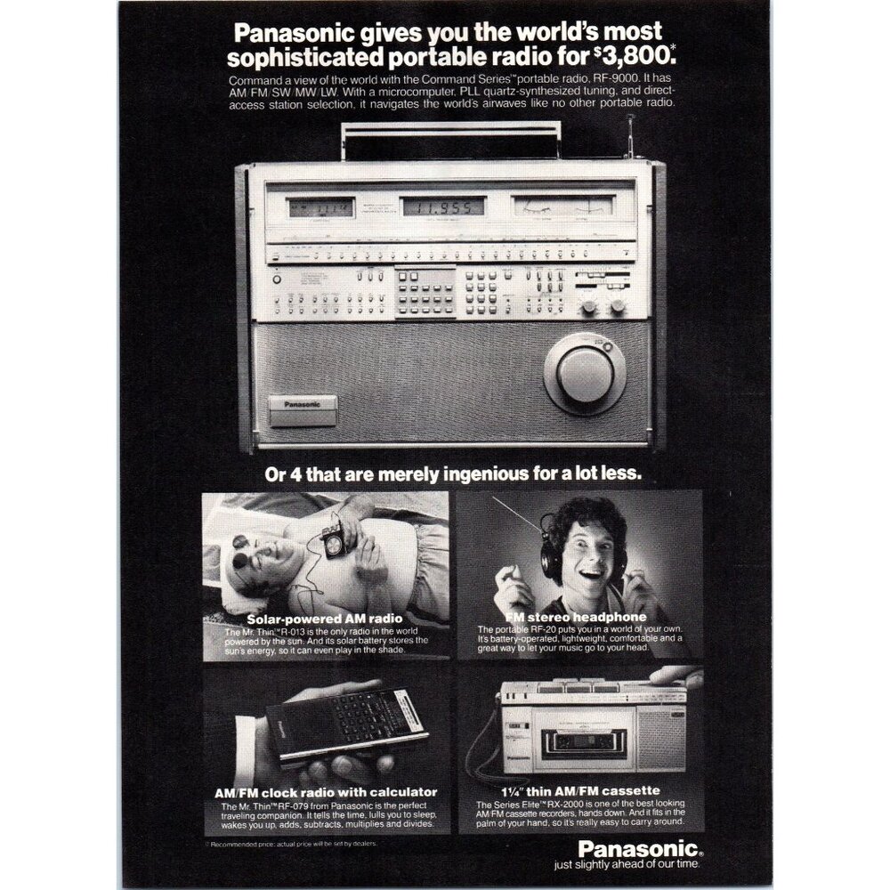 1980 Panasonic RF-9000 Command Series Portable Radio Vintage Print Ad Wall Art